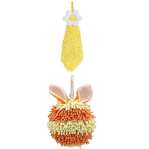 REGALWOVEN 2 Packs Soft Absorbent Flower and Rabbit Shape Decorative Chenille Hand Towel for Bathroom 6" x 15"/7" x 7" - 1 of 4