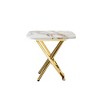 23.22" MDF Square Side Table with Marble Pattern Top and Gold Stainless Steel Base for Living Room - 2 of 4