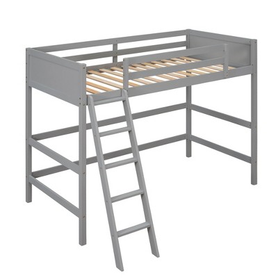 Twin Size Wood Loft Bed With Ladder Gray-modernluxe : Target