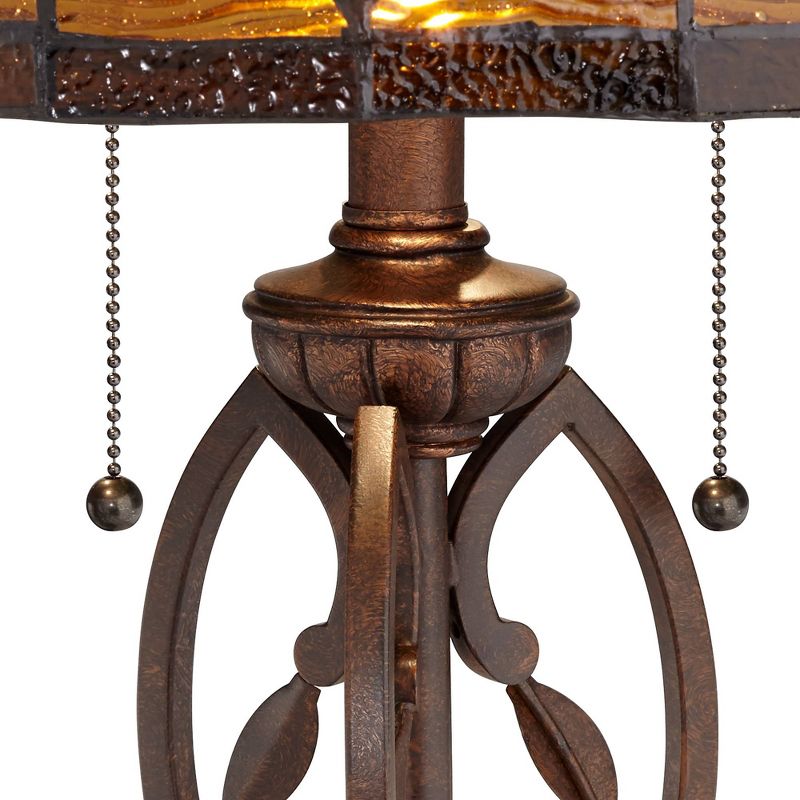 Robert Louis Tiffany Traditional Table Lamp 26" High Bronze Leaf and Vine Glass Shade for Living Room Family Bedroom Bedside Nightstand, 6 of 11
