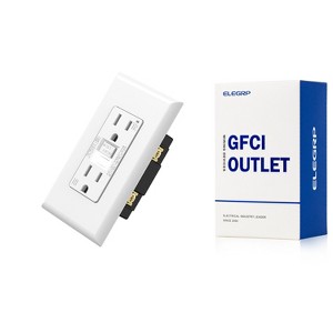 ELEGRP GFCI Outlet with Night Light, 15 Amp 125V Tamper Resistant Duplex wall outlet, Wall Plate included, Matte White 1PC - 1 of 1