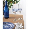 Spode Blue Italian Glassware 8 oz Champagne Flutes, Set of 4 - Blue/White - 4 of 4