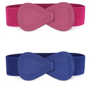 Allegra K Women's Interlock 8-Shaped Buckle Stretch Waistband Belts for Dress 2 Pcs - 1 of 4
