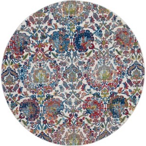Global Vintage GLB06 Ivory/Blue Area Rug Colorful Vintage Damask By Nourison - 1 of 4