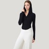 Anna-Kaci Active Women's Long Sleeve Henley Hoodie Activewear Top with Streamlined Fit and Lightweight Stretch Fabric - 3 of 4