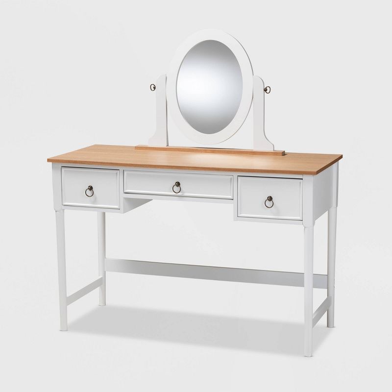 3 Drawer Sylvie Wood Vanity Table with Mirror White - Baxton Studio, 1 of 12