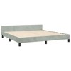 vidaXL Velvet Bed Frame Platform Bed, Scandinavian Style/Slats Support/No Box Spring Needed/Without Mattress/Easy Assembly, Light Grey King Bed - 4 of 4