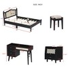 3-Piece Bedroom Set with Queen/Full Size Wooden Bed, 1 Vintage Nightstand and 1 Makeup Vanity Set with Stool 4B - ModernLuxe - 3 of 4
