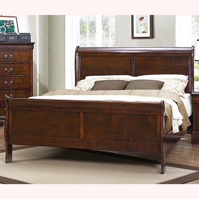 NicBex Traditional Wood Twin/Full/Queen Platform Bed Frame with Headboard and Footboard,Elegant Sleigh Design,Box Spring Needed,Easy Assembly