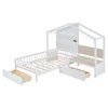 Twin Size House Bed with Upholstered Sofa, Platform Bed with Charging Station, Shelves and 2 Drawers 4W - ModernLuxe - 4 of 4