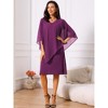 INSPIRE CHIC Women's Chiffon Cape Overlay Bodycon 3/4 Sleeve V Neck Pencil Dress - 4 of 4