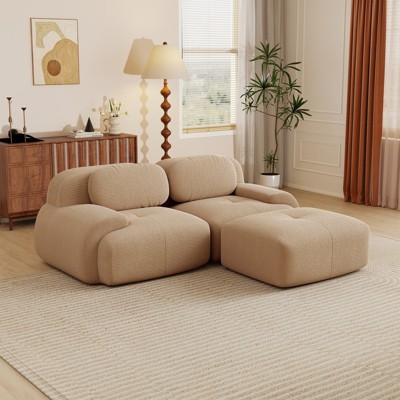 Aukfa Modular Corduroy Sectional Sofa with Ergonomic Support - Pet Friendly, Easy Assembly, Non-Slip Base Design