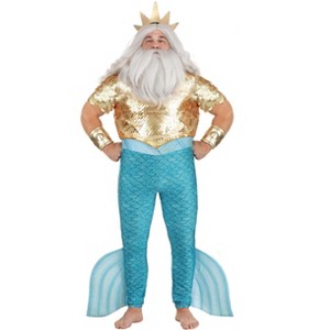 HalloweenCostumes.com Men's Plus Size King Triton Halloween Costume | Adult Poseidon Merman Suit | Little Mermaid Costumes - 1 of 4