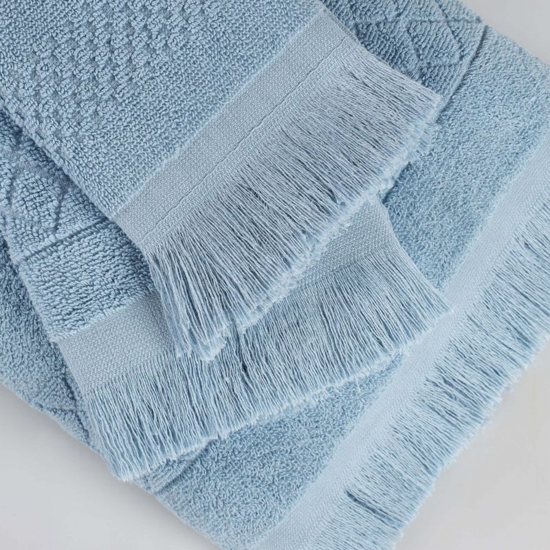 Cotton Geometric Jacquard Plush Soft Absorbent 9 Piece Towel Set by Blue Nile Mills, 3 of 9