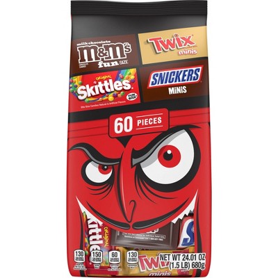 Assorted Halloween Chocolate and Chewy Candy Fun Size and Minis Variety Pack - 24.01oz/60ct