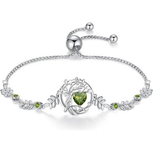 Tree of Life Birthstone Bracelet, Sterling Silver Charm Bracelet with Gemstone, Anniversary Birthday Christmas Gift for Women - 1 of 4