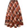 Women's Plaid Wool Skirt - Elastic Waist A-Line Pleated Tartan Long Skirt Long Orange - 2 of 4