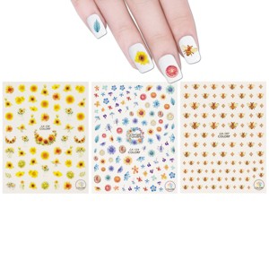 Wrapables 3 Sheets Buzzing Nature Nail Art Bees & Sunflowers Nail Stickers - 1 of 4