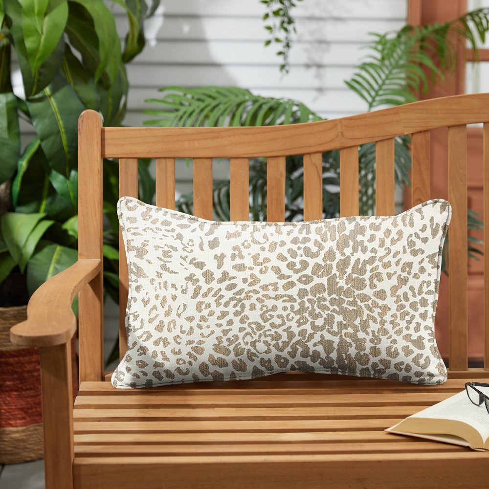 Photos - Pillow Sunbrella 2pk 16"x26" Indoor/Outdoor Corded  Tan Leopard: Weather-R