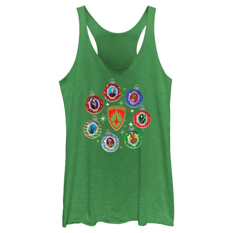 Women's Guardians of the Galaxy Holiday Special Character Ornaments Racerback Tank Top, 1 of 5