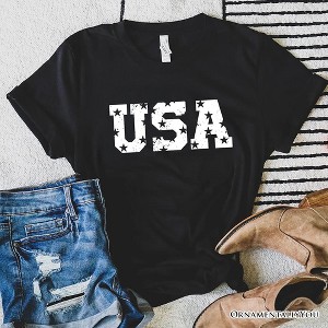 USA Block Letters T-Shirt, Vintage Patriotic Tee for Independence Day| OrnamentallyYou - 1 of 4