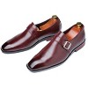 Santimon Mens Dress Shoes Slip On Leather Monk Straps Classic Vintage Loafers Burgundy - 4 of 4