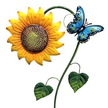 Home & Garden 47.5" Sunflower With Butterfly Stake Yard Decor Direct Designs International  -  Decorative Garden Stakes