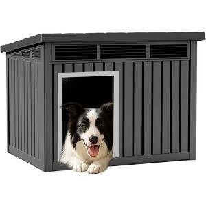 FONTOI Dog House for Indoor Outdoor with Weatherproof Roof Removable Floors for Medium Dogs Interior Space Home, Black, 32.2"*25.12"*24.13" - 1 of 4