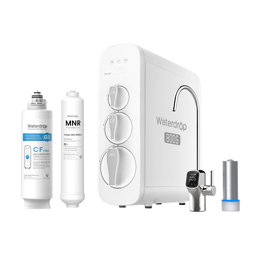 Waterdrop G3P800 Reverse Osmosis System with Extra 1 N1CF Filter and 1 Remineralization Filter