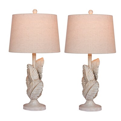 2pk Island Palm Resin Table Lamps White  - Fangio Lighting