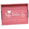HomeRoots 16" Dark Pink And White Happy Valentines Day Serving Tray With Handles - 4 of 4
