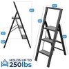 Step Ladder Modern  - Beautiful Gray Wood - Silver & Black Aluminum  - By SORFEY - 2 of 4