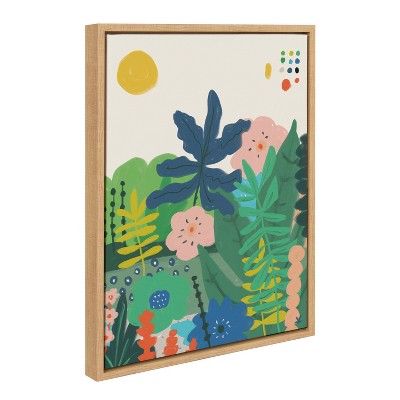 Zen Garden Floral Print on Natural Framed Canvas