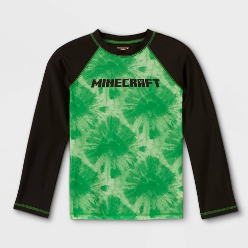 Boys Minecraft Long Sleeve Rash Guard Swim Shirt Green Target