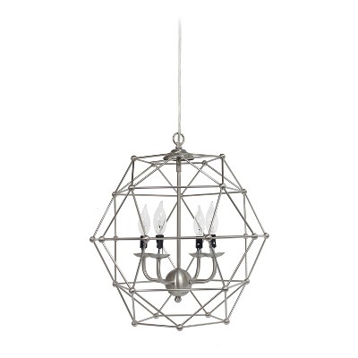 4-Light Hexagon Industrial Rustic Pendant Brushed Nickel - Elegant Designs