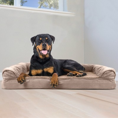 X-Large Beige Orthopedic Outdoor Dog Bed with Bolsters