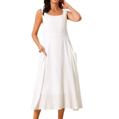 white flowy linen dress Maxi linen dress AGRA in White main image 1