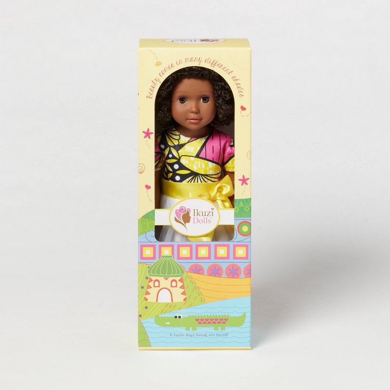 Ikuzi Dolls Pink &#38; Yellow Dress Doll with Black Hair 18&#34; Fashion Doll, 4 of 8