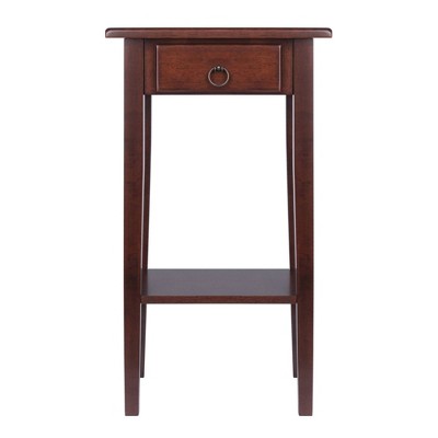Transitional Regalia 29.5" Walnut Wood & Stone Accent Table with Storage