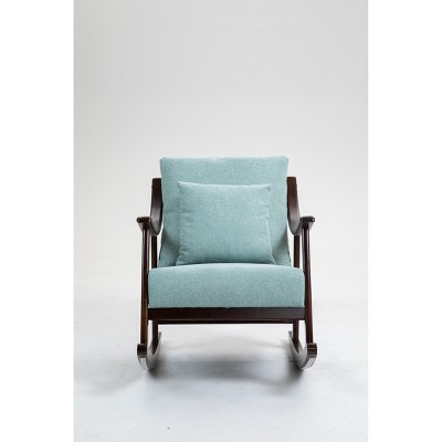 TIRAMISUBEST woven fabric Mid Century Modern Accent Chairs Comfy Upholstered Glider Arm Chair with Solid Wood for Living Room Bedroom Balcony