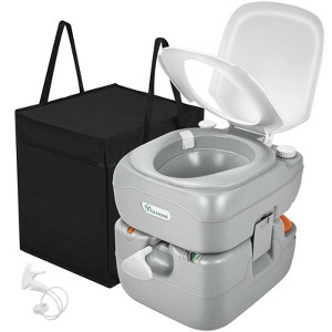Portable RV Toilet with Hand Sprayer and  Carry Bag ,5.8 Gallon Outdoor Portable Toilet for Camping with Level Indicator - 1 of 4