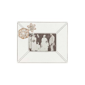4x6 Inch Antique Flower Picture Frame White MDF, Metal & Glass by Foreside Home & Garden - 1 of 4