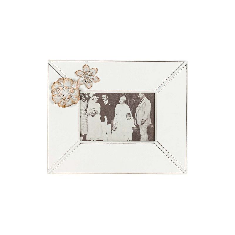 4x6 Inch Antique Flower Picture Frame White MDF, Metal & Glass by Foreside Home & Garden, 1 of 8
