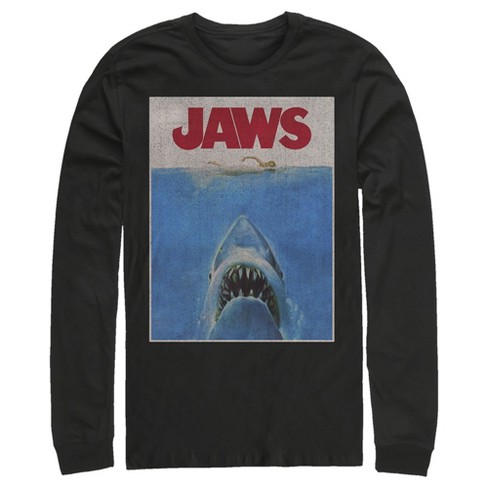 Men's Jaws Retro Distressed Poster Long Sleeve Shirt : Target