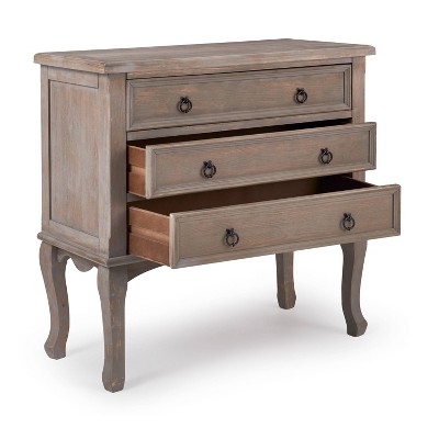Elegant Farmhouse Light Gray 3-Drawer Storage Chest