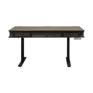 Kingston Traditional Wood Electronic Sit/Stand Desk Dark Brown - Martin Furniture: Adjustable Height, Hartford Collection - 1 of 4