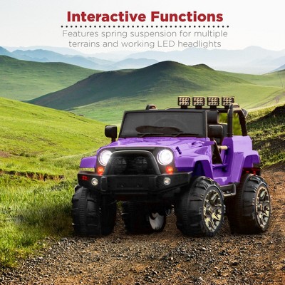Purple 12V Kids Ride-On Truck with Remote Control and LED Lights