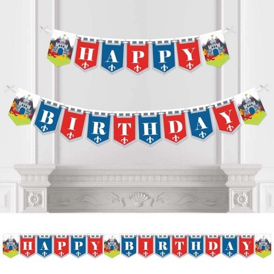 Big Dot of Happiness Calling All Knights and Dragons - Medieval Birthday Party Bunting Banner - Birthday Party Decorations - Happy Birthday