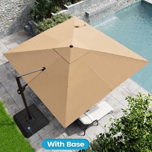 Crestlive Products 11FT Square Cantilever Umbrella Outdoor 360 Degree Rotation Offset Umbrella 6 Heights Adjustable with Base - 1 of 4