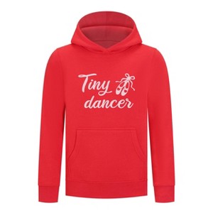 Everyday Kids Ballerina Tiny Dancer Girls Pullover Hoodie – Pink Ballet Slippers Sweatshirt - 1 of 4